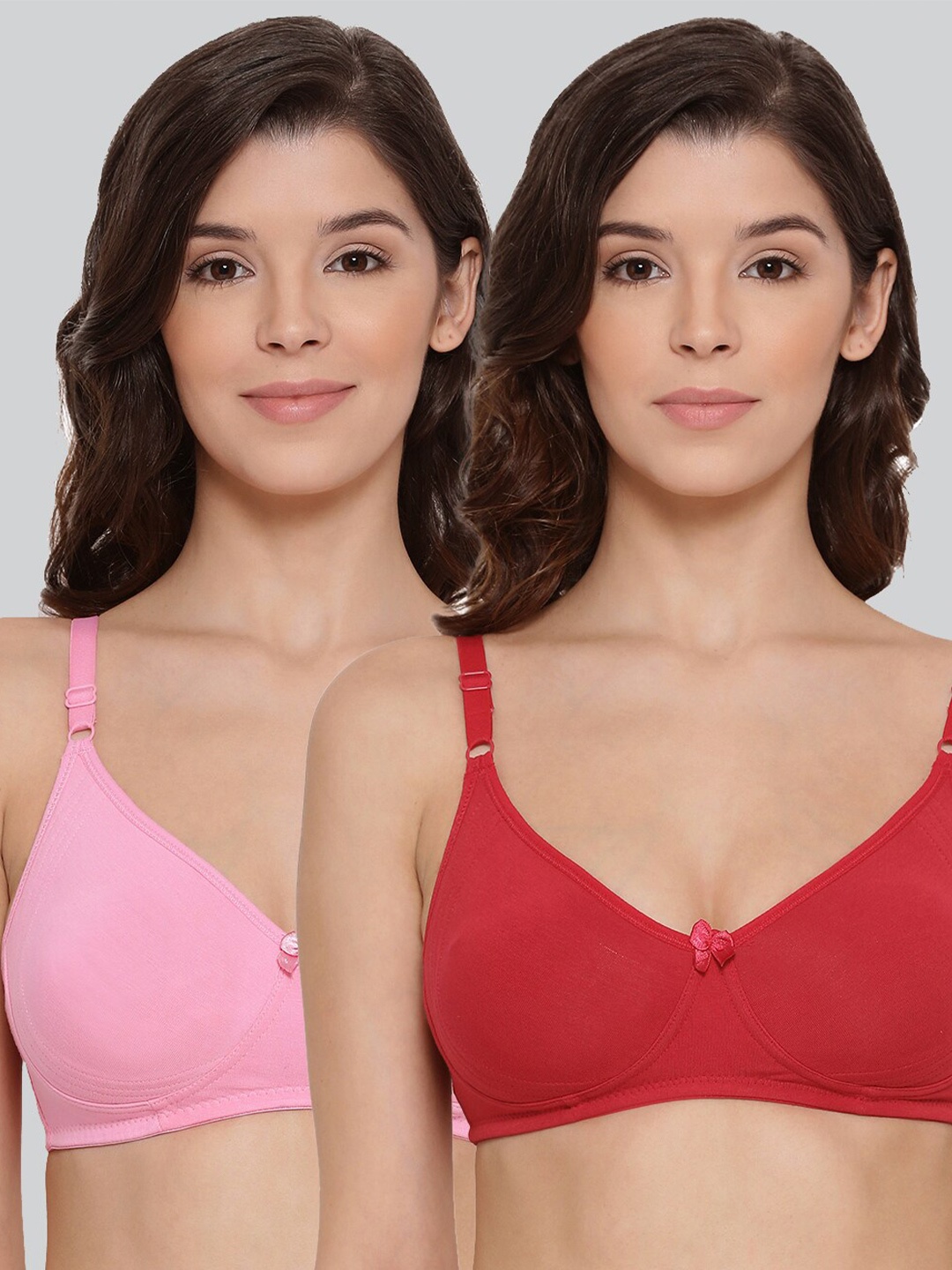 

LYRA Pack Of 2 Combed Cotton Seamless Moulded Encircled Bra, Red