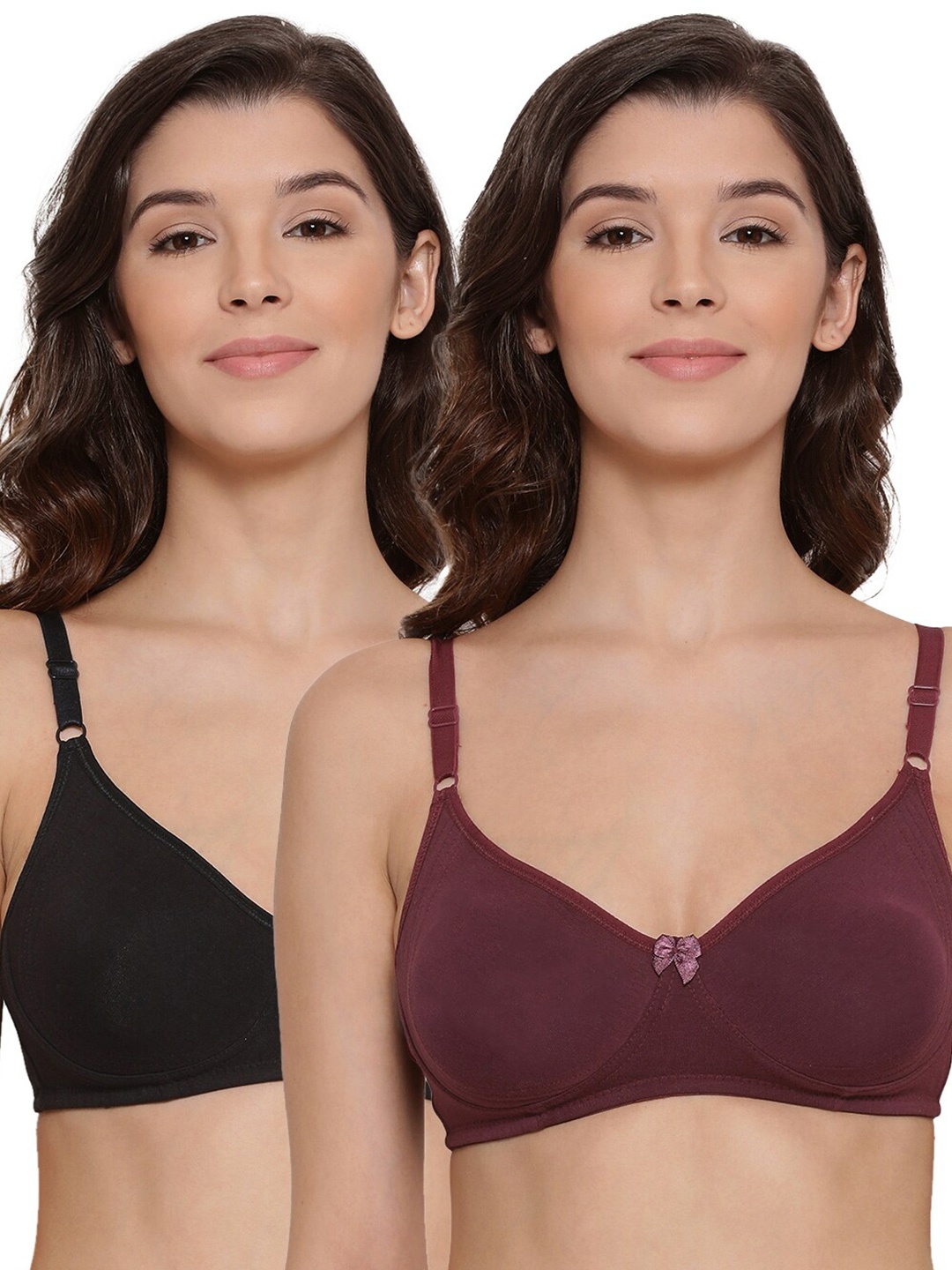 

LYRA Pack Of 2 Combed Cotton Seamless Moulded Encircled Bra, Maroon