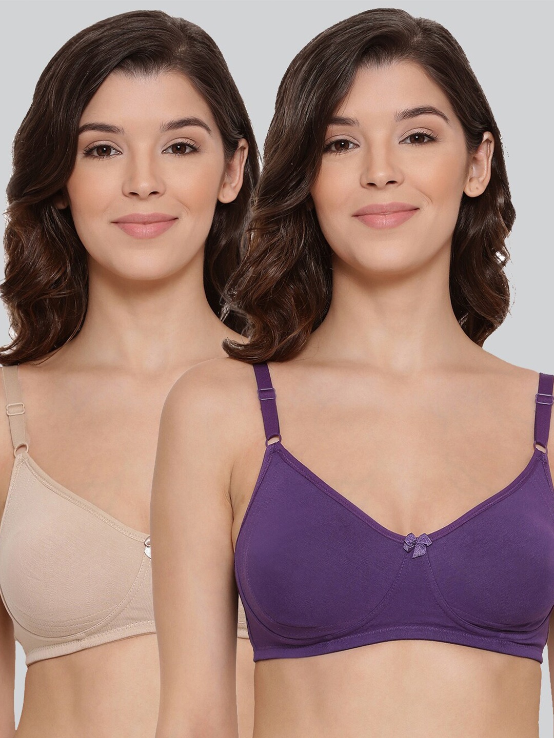 

LYRA Pack Of 2 Combed Cotton Seamless Moulded Encircled Bra, Beige