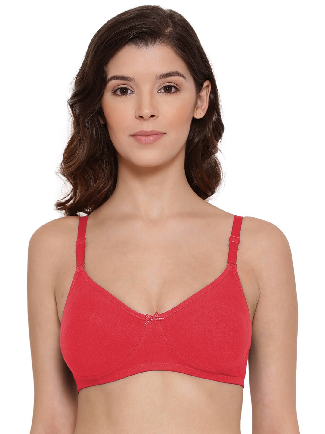 

LYRA Combed Cotton Wirefree Secret Support Bra with Detachable Strap, Red
