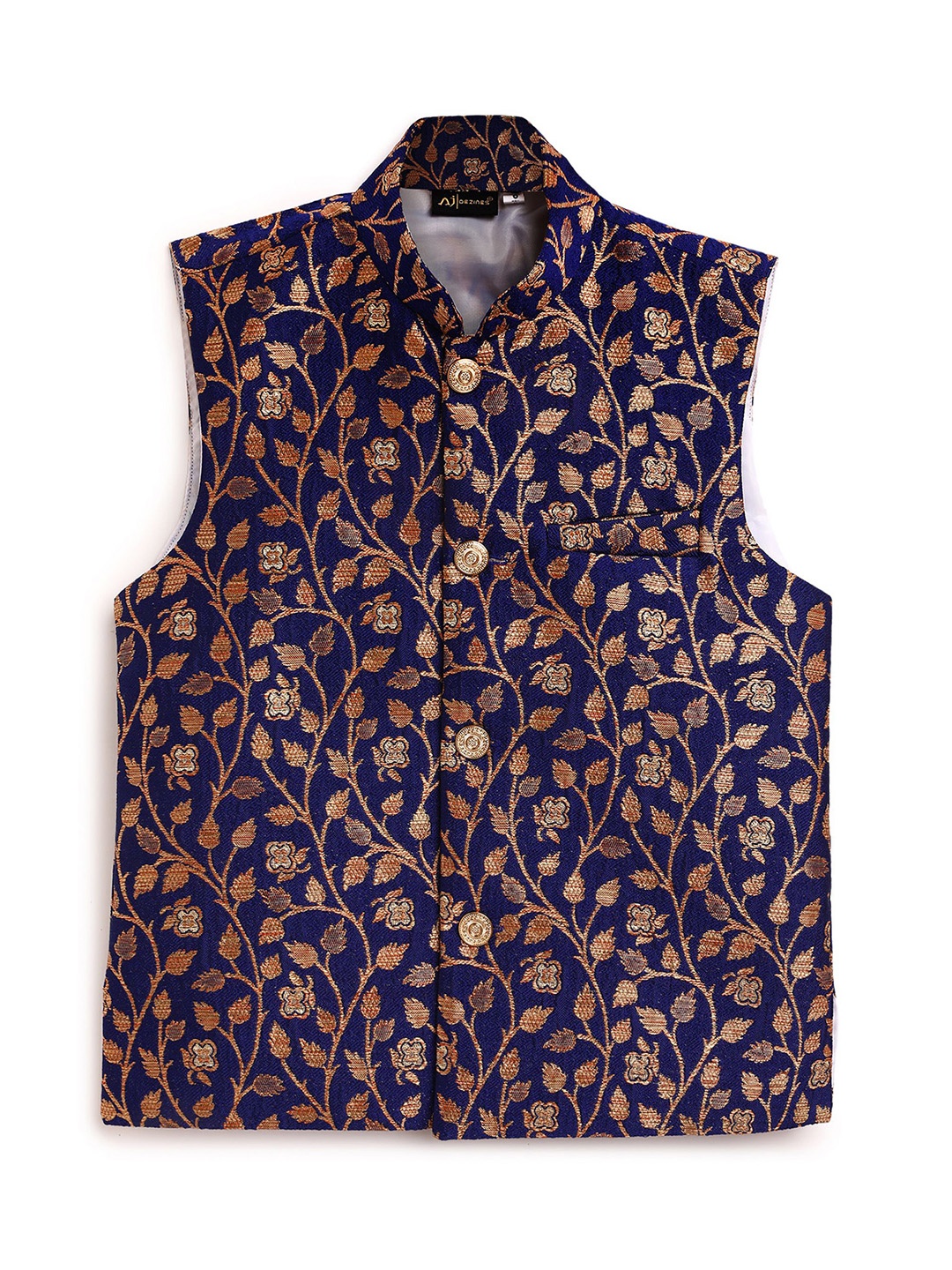 

AJ Dezines Boys Blue Floral Jacquard Nehru Jacket