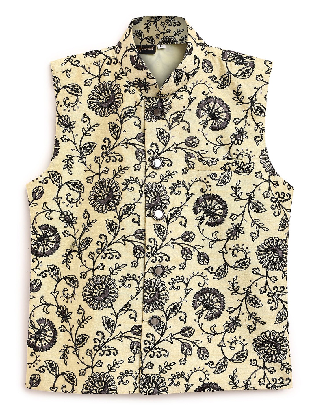 

AJ Dezines Boys Yellow Embroidered Nehru Jacket