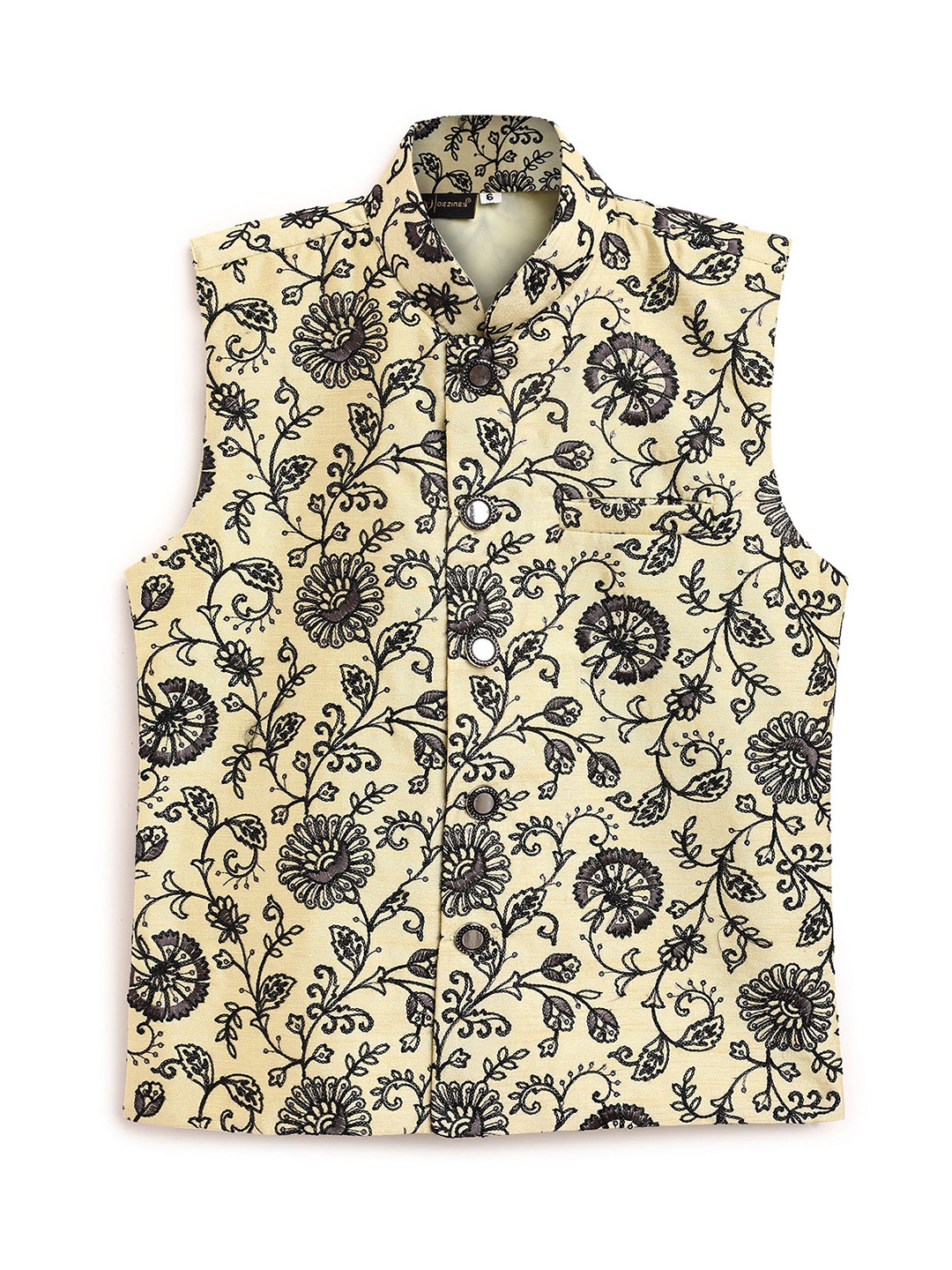 

AJ Dezines Boys Yellow Embroidered Nehru Jacket
