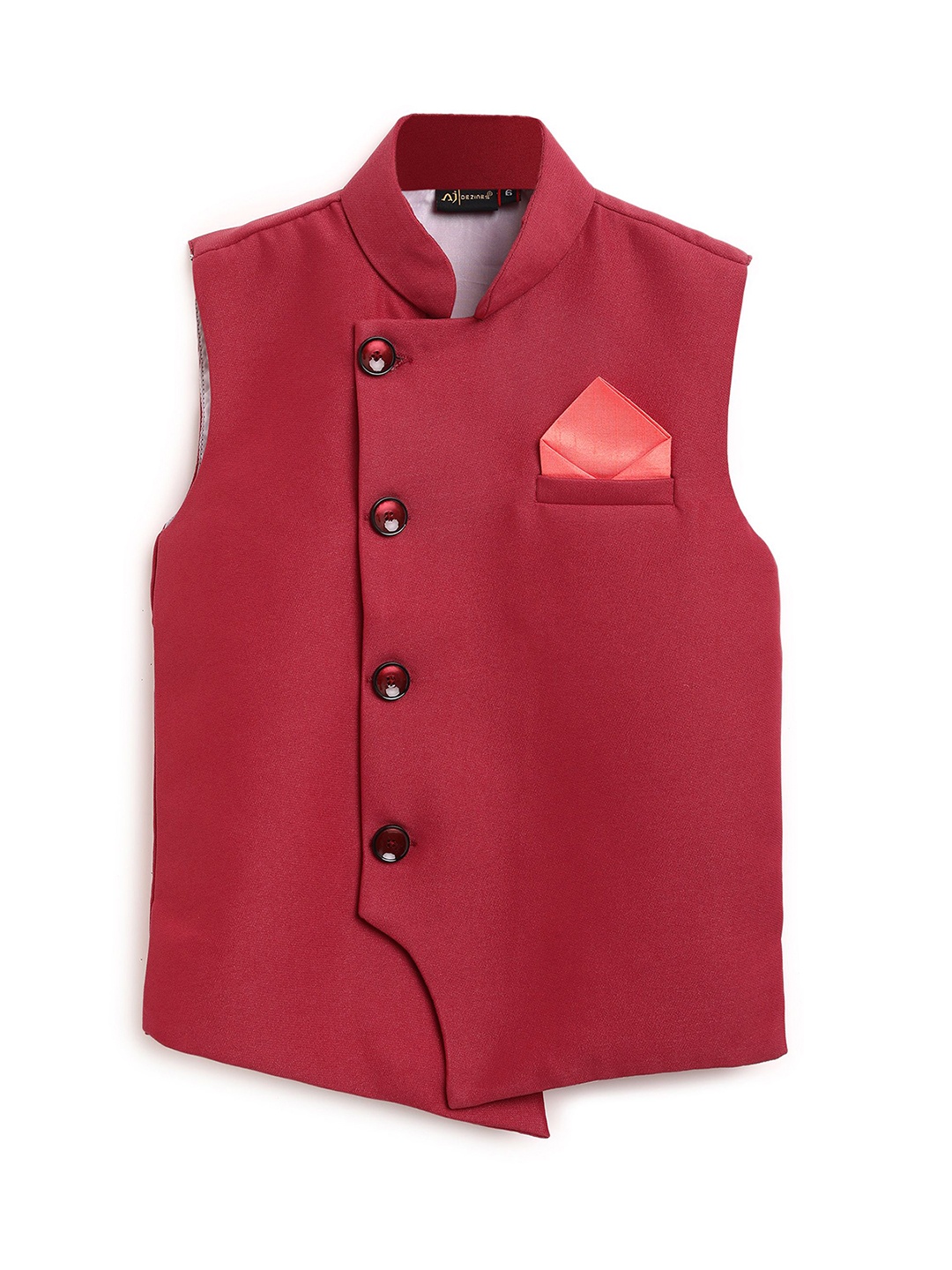 

AJ Dezines Kids Boys Red Solid Nehru Jacket