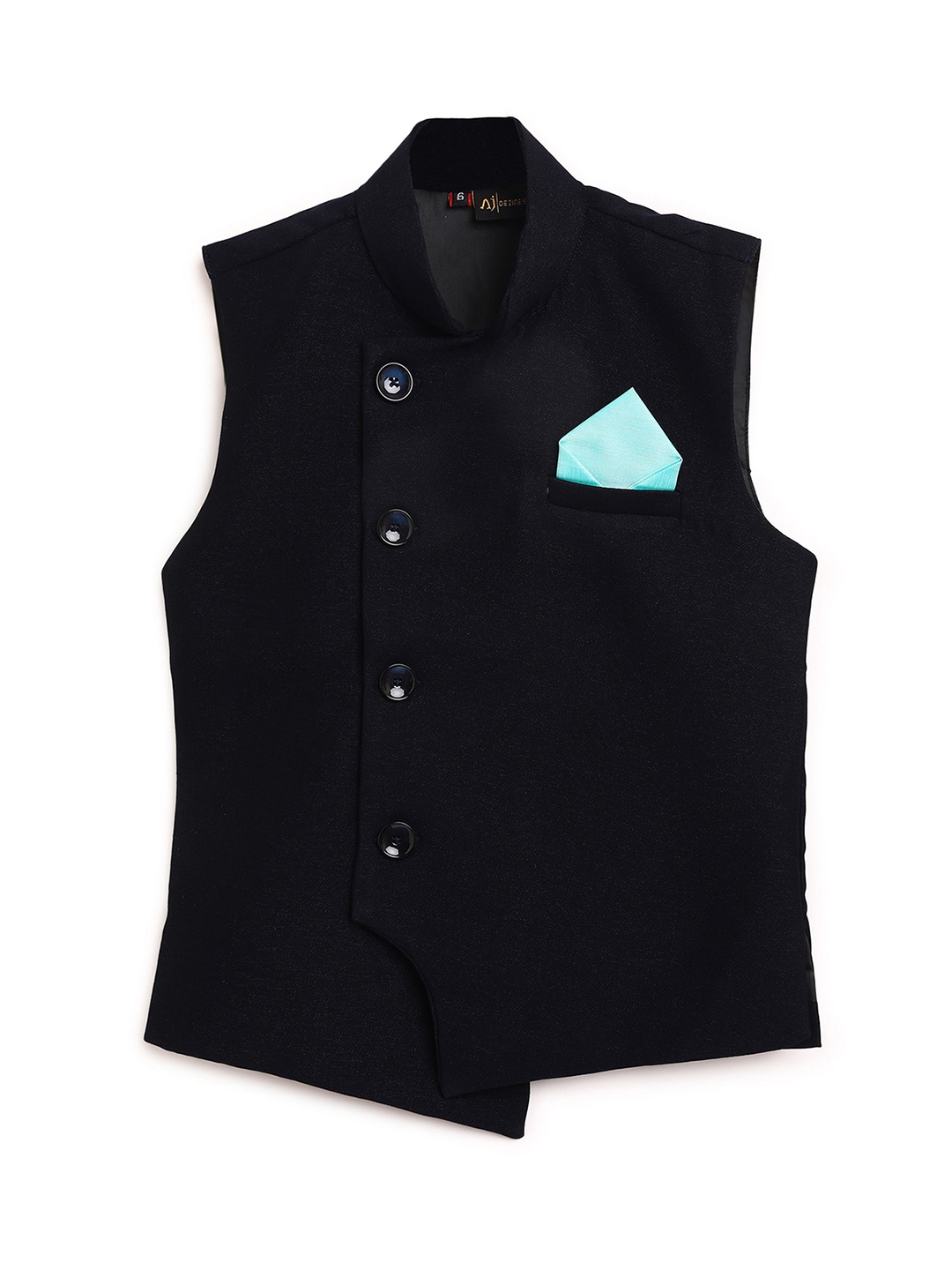 

AJ Dezines Boys Navy Blue Solid Nehru Jacket