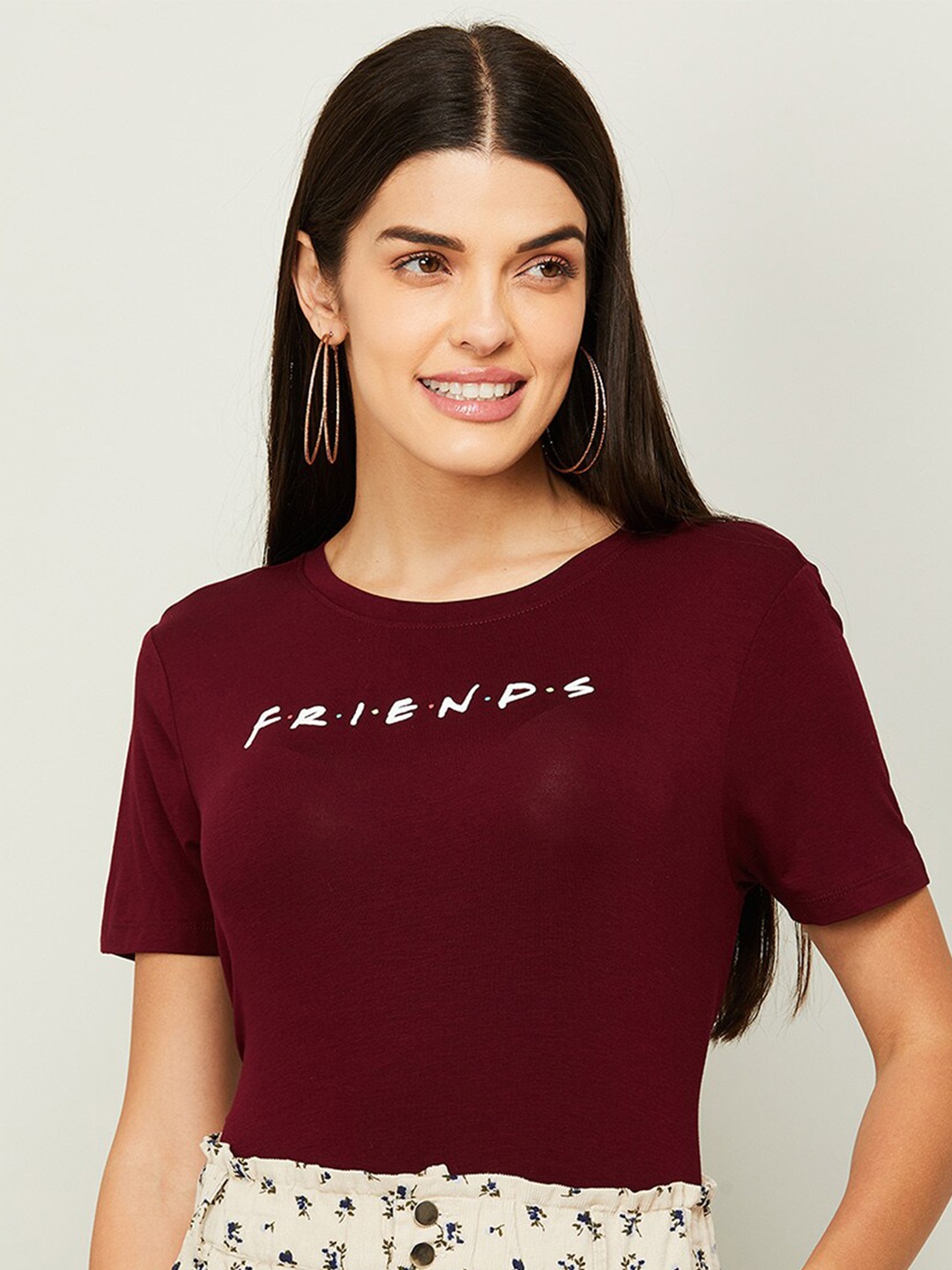 

Ginger by Lifestyle Women Maroon Typography Printed T-shirt