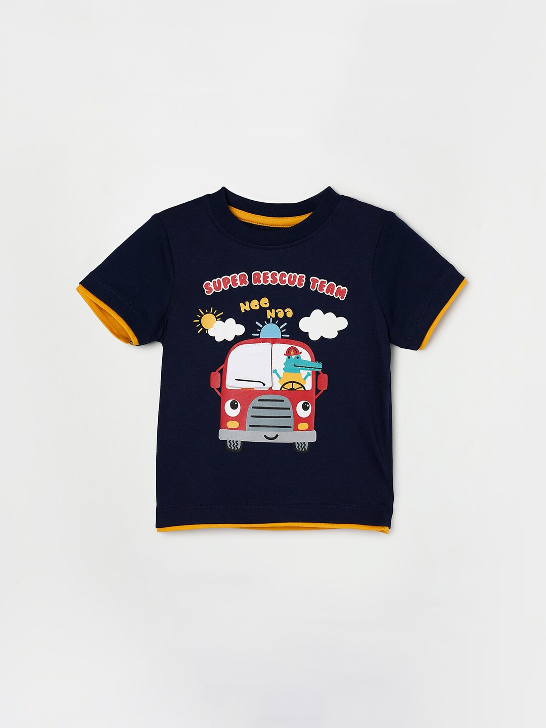 

Juniors by Lifestyle Boys Navy Blue Printed Cotton T-shirt