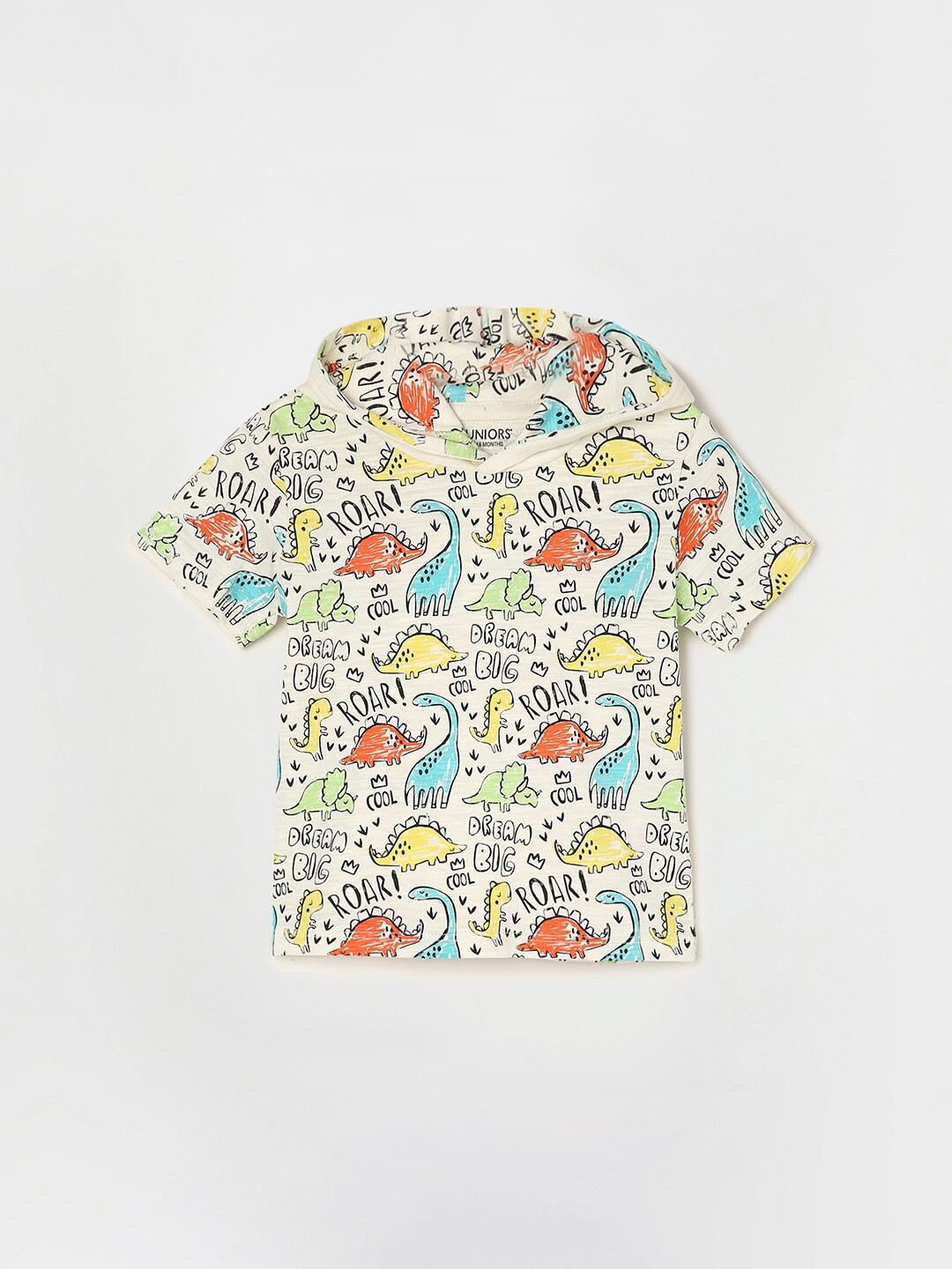 

Juniors by Lifestyle Boys Cream-Coloured Printed Cotton T-shirt