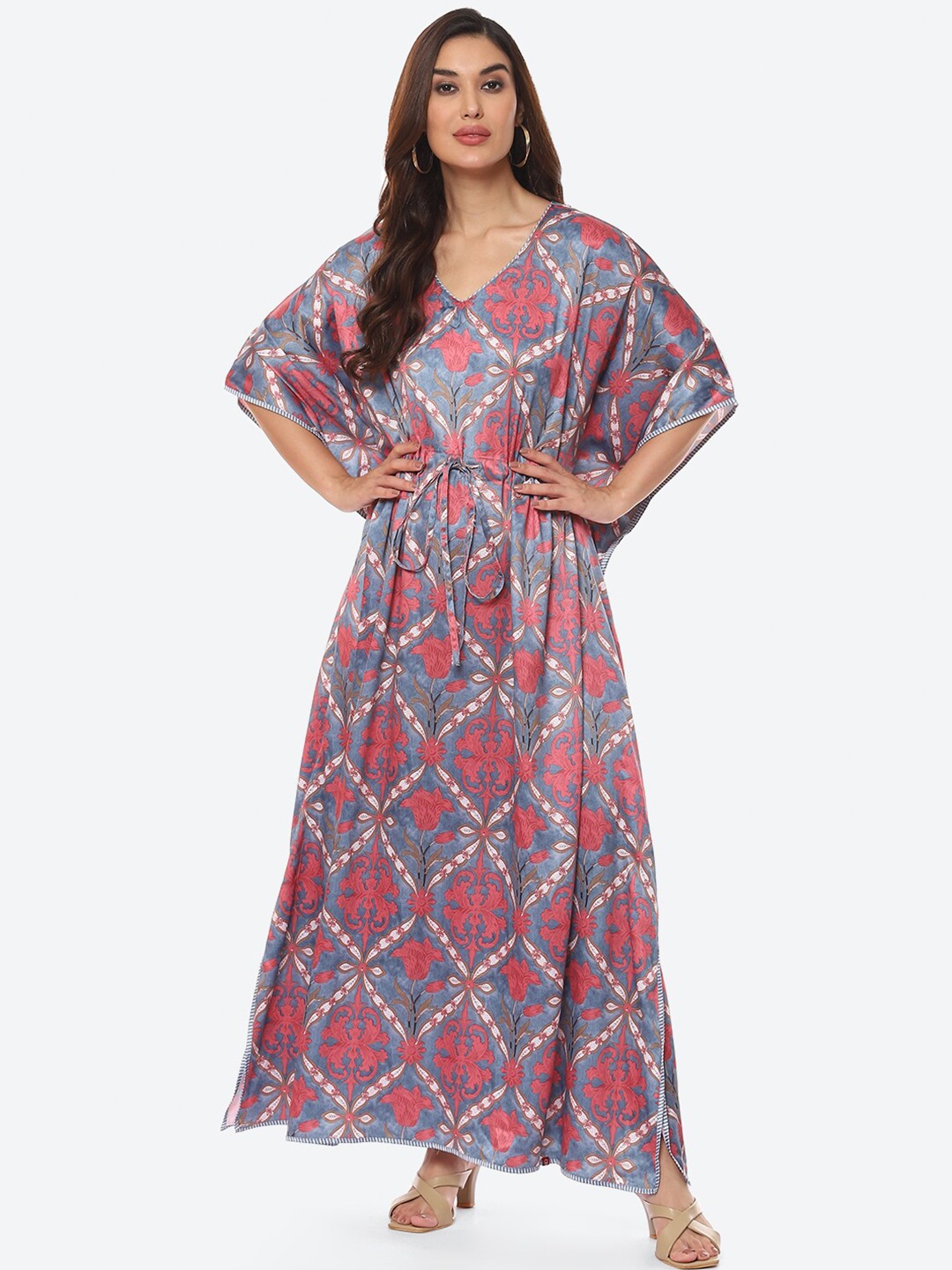 

Biba Women Grey Printed Kaftan Nightdress