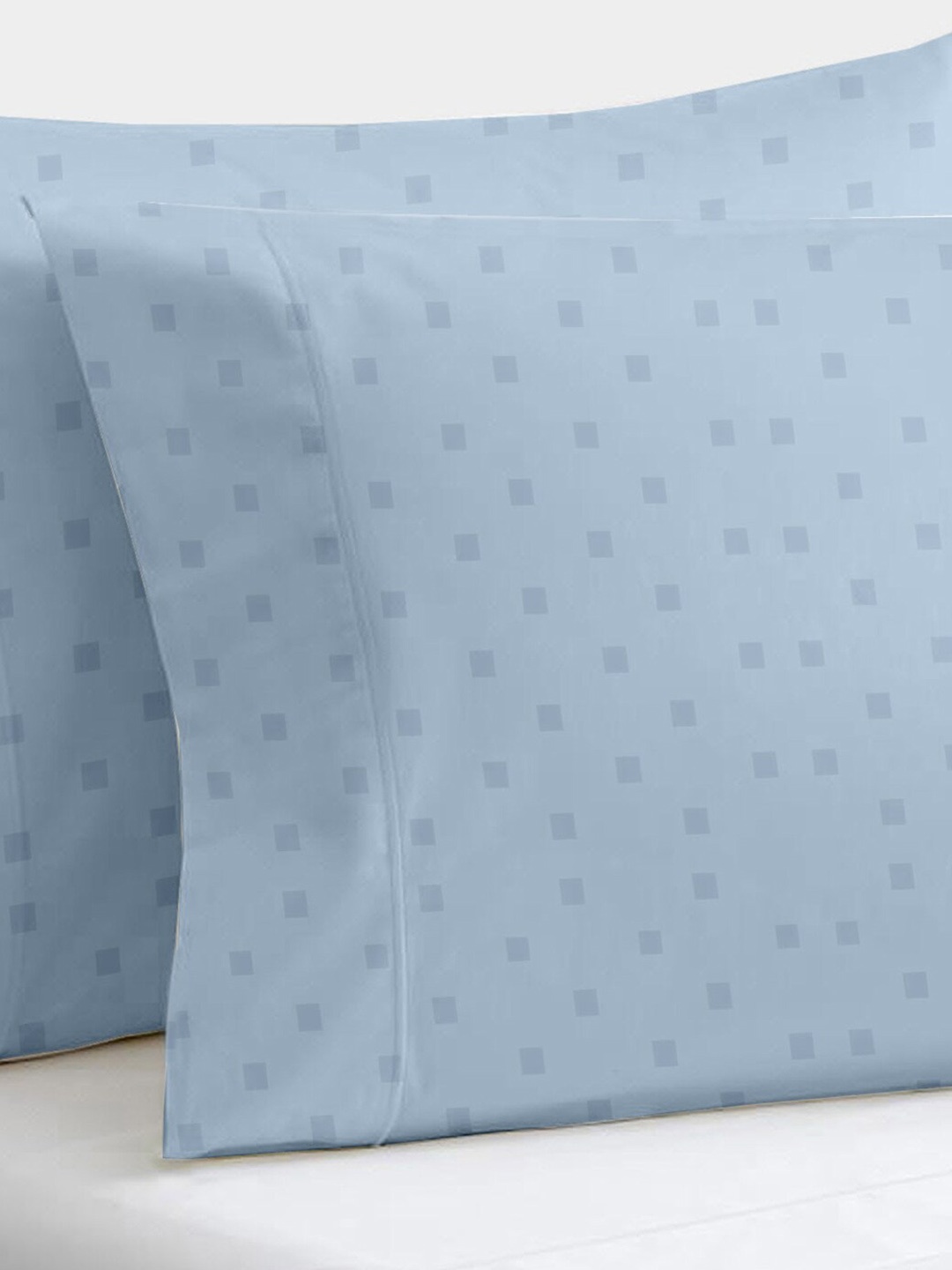 

BLUE DAHLIA Blue Jacquard Patterned Pure Cotton 300 TC Pillow Cover