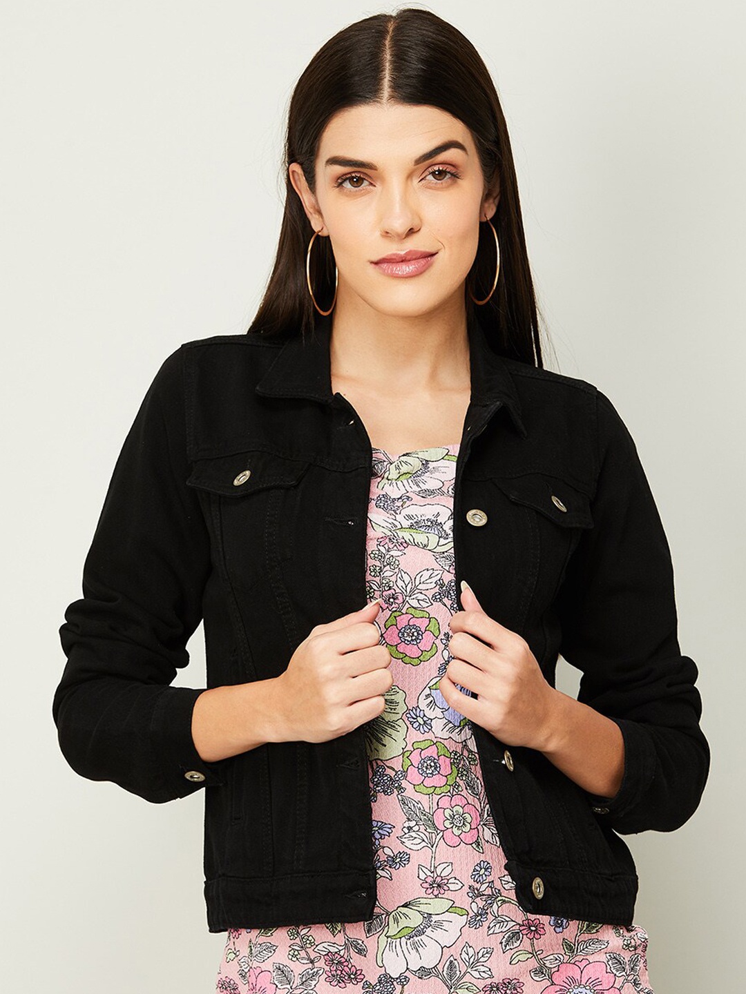 

Ginger by Lifestyle Women Black Lightweight Cotton Denim Jacket