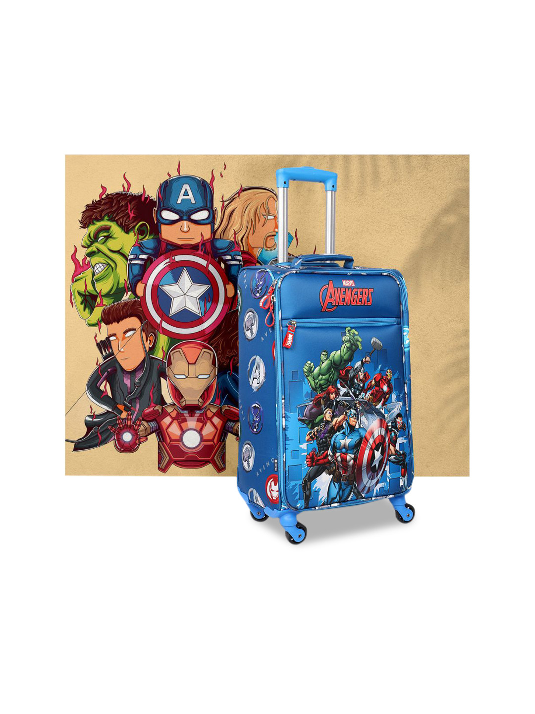 

NOVEX Kids Blue Printed Soft-Sided Luggage Trolley Bag
