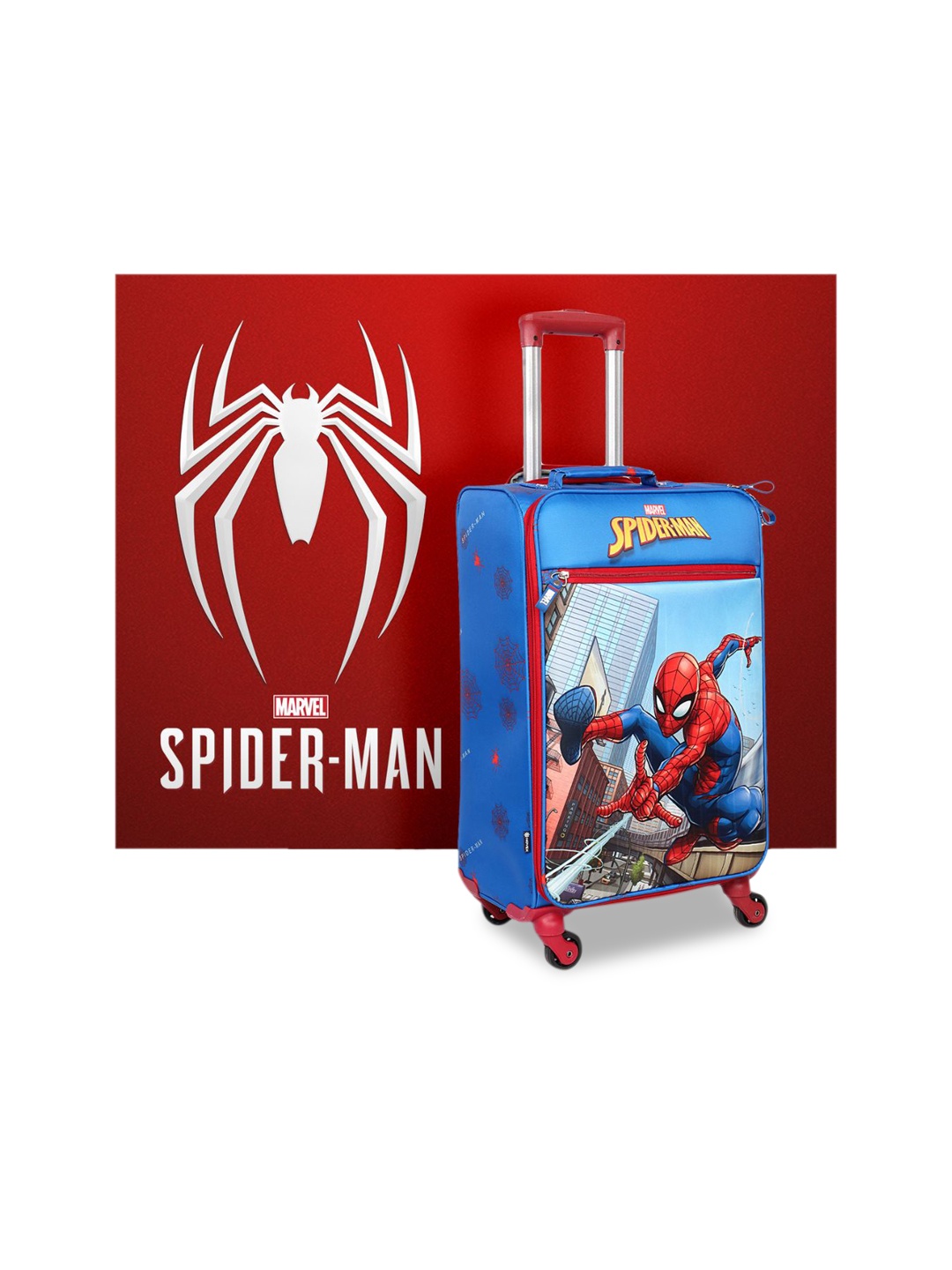 

NOVEX Kids Blue Spider-Man Printed Soft-Sided Cabin Luggage Trolley Bag