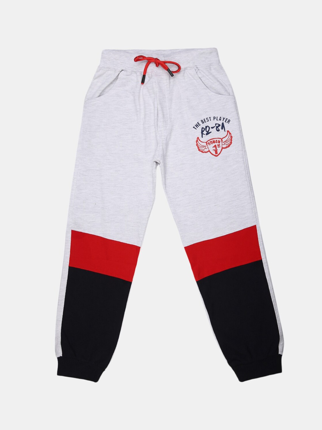 

V-Mart Boys Grey Melange Cotton Colourblocked Pyjamas
