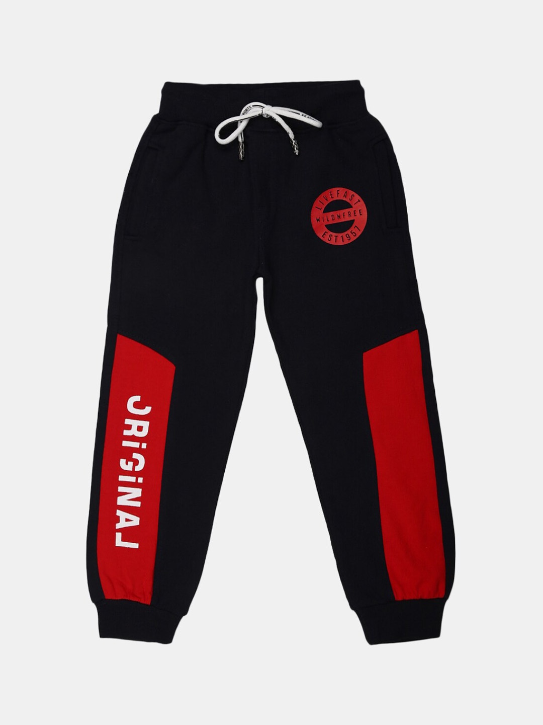 

V-Mart Boys Colorblocked Knitted Track Pants, Navy blue