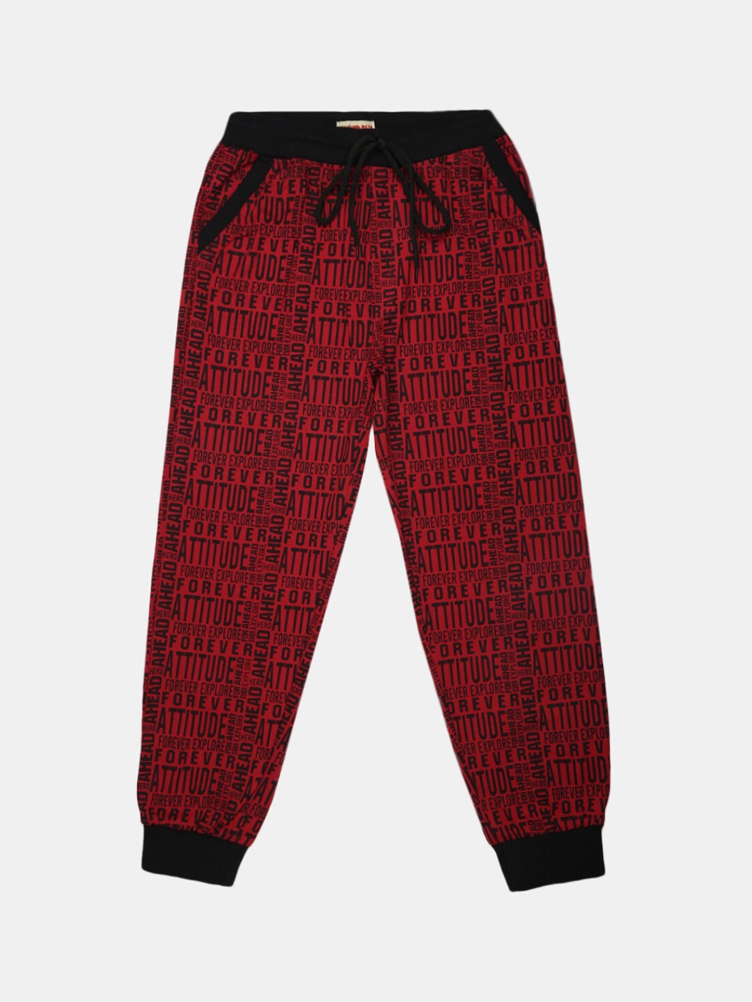 

V-Mart Boys Printed Cotton Single Jersey Joggers, Maroon