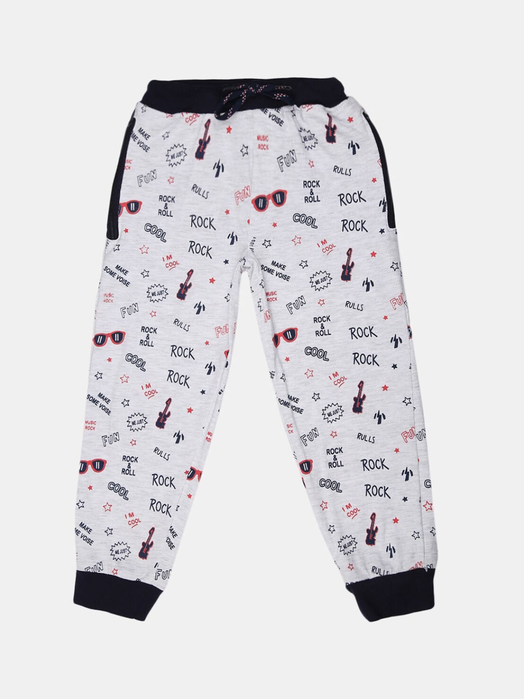 

V-Mart Boys Printed Knitted Track Pants, Grey
