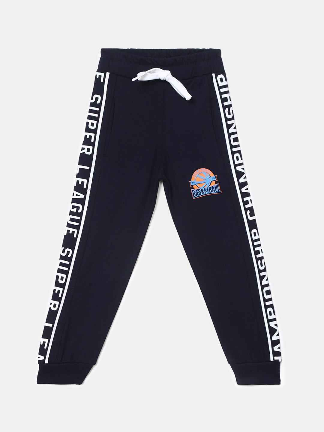 

V-Mart Boys Navy Blue Printed Cotton Single Jersey Lounge Joggers