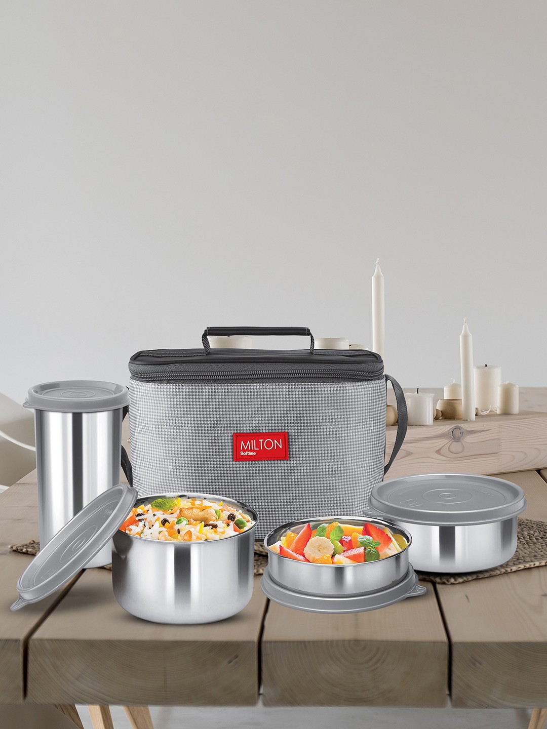 

Milton Delicious Combo Grey Set of 4 Stainless Steel Insulated Tiffin