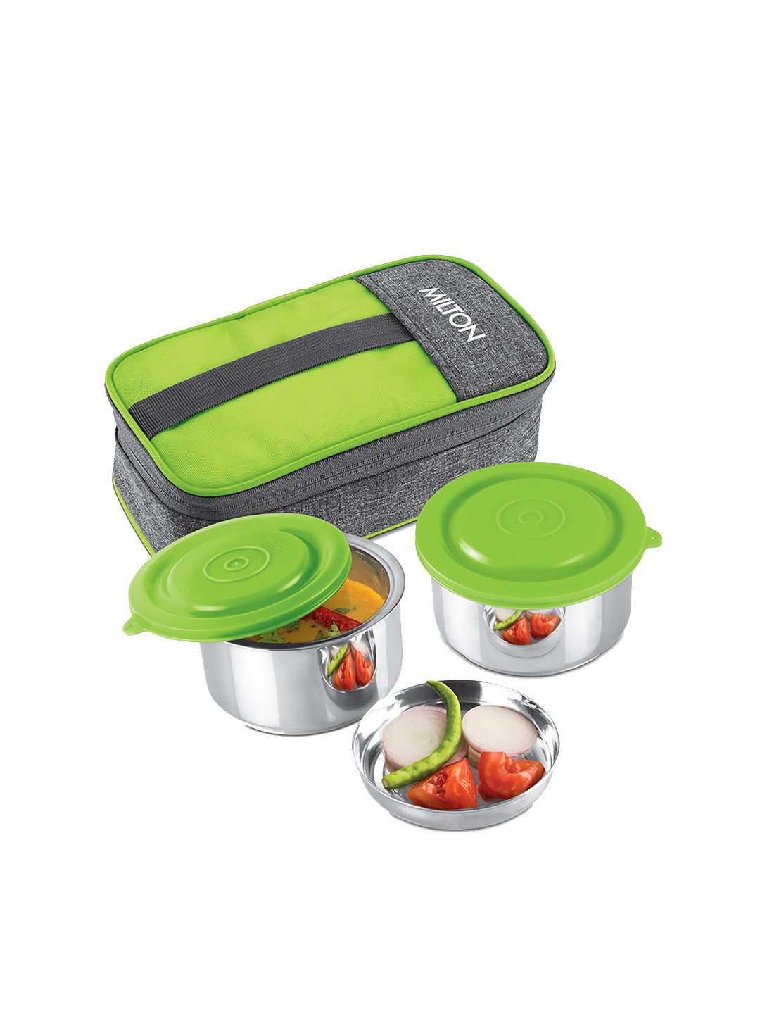 

Milton Set of 2 Green Pasto Lunch Box Stainless Steel Containers 350 ml