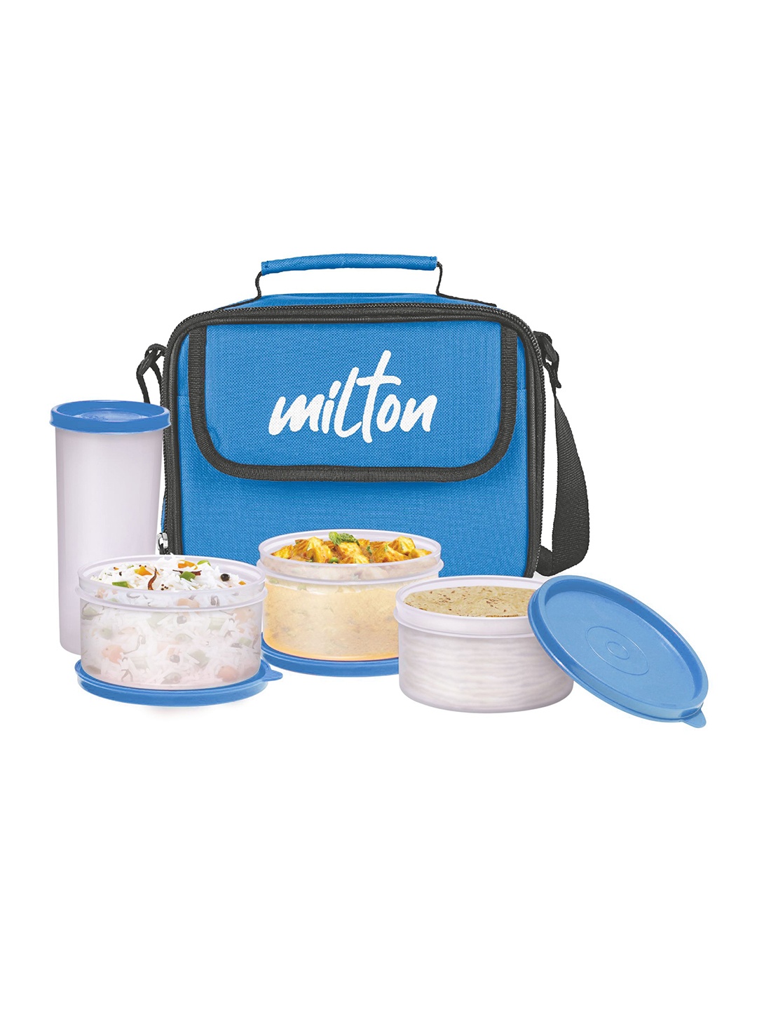 

Milton New Meal Combi Cyan 4 Pieces Lunch Box Containers 280 ml each & Tumbler 400 ml, Blue