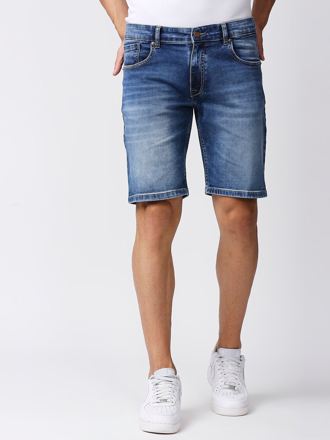 

Pepe Jeans Men Blue Washed Skinny Fit Denim Shorts