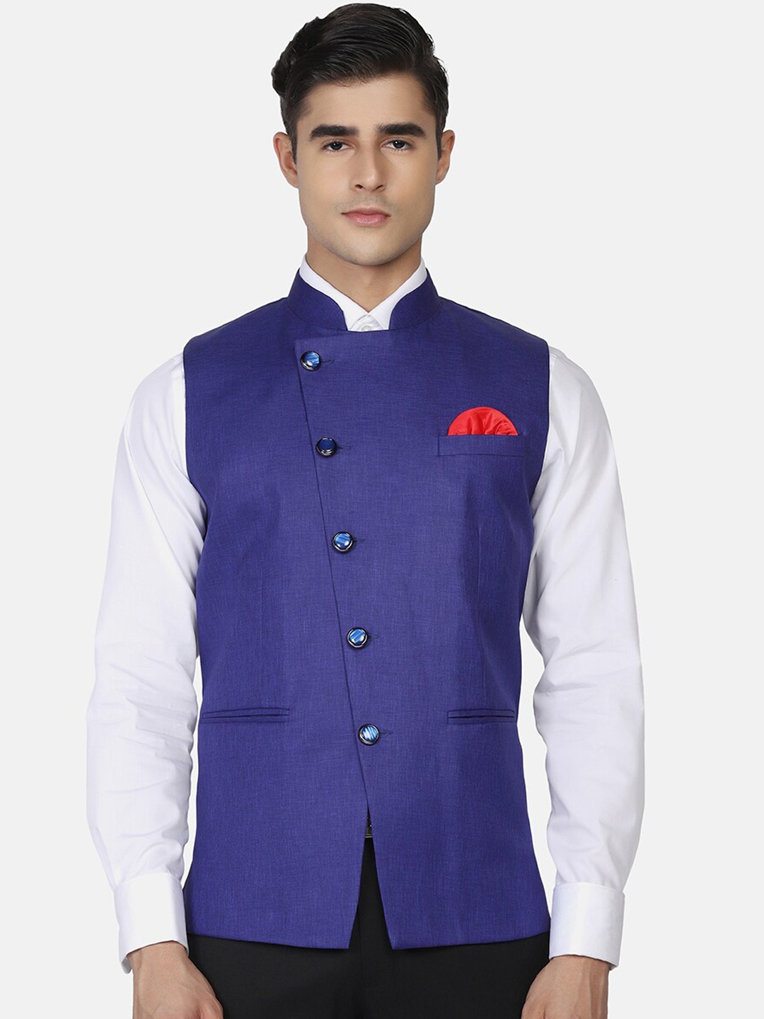 

TAHVO Men Purple Solid Nehru Jackets