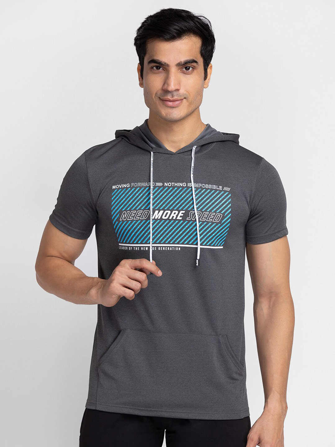 

Globus Men Charcoal Typography Printed Slim Fit T-shirt