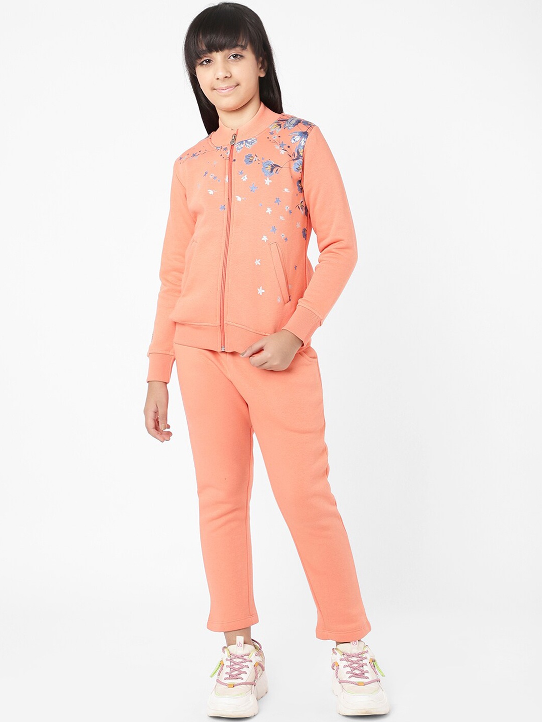 

Sweet Dreams Girls Peach-Coloured Printed Tracksuit