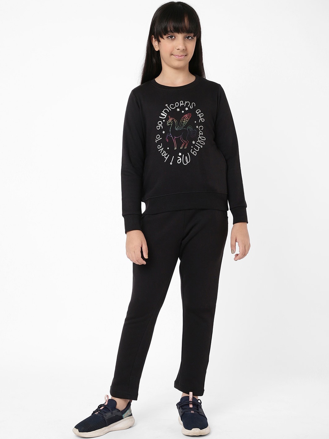 

Sweet Dreams Girls Black Printed Tracksuit