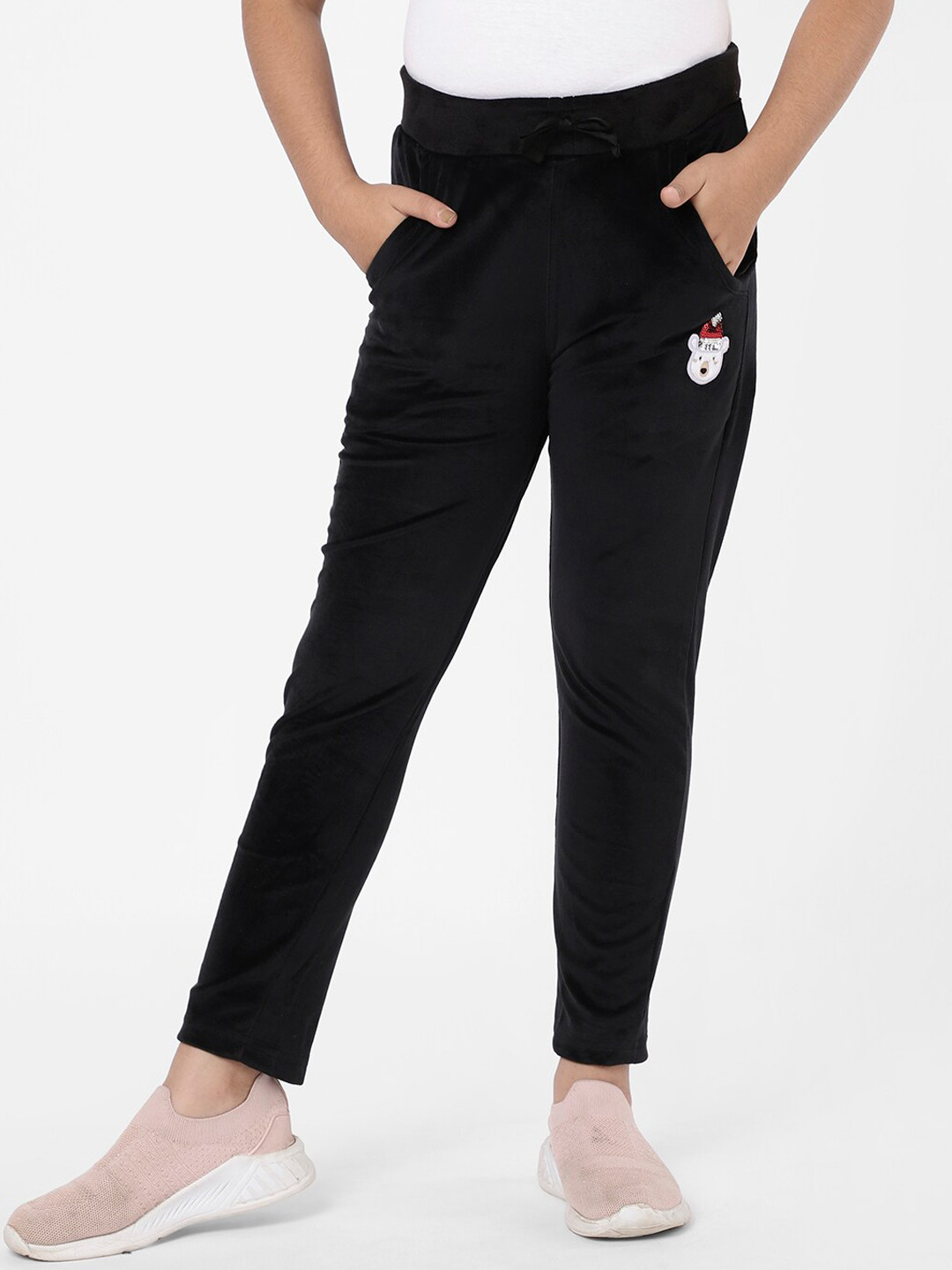 

Sweet Dreams Girls Velour Solid Track Pant, Black