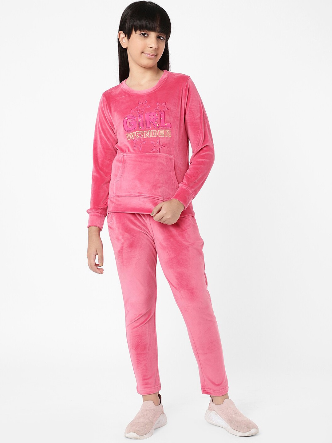 

Sweet Dreams Girls Pink Solid Tracksuit