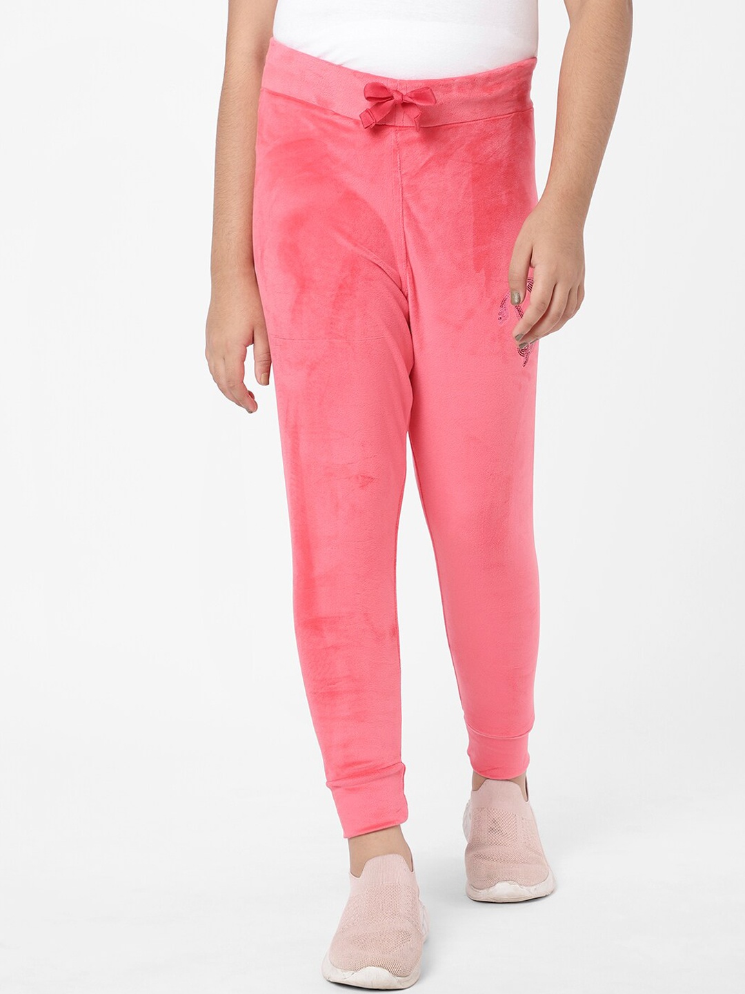 

Sweet Dreams Girls Velour Spandex Solid Track Pant, Pink