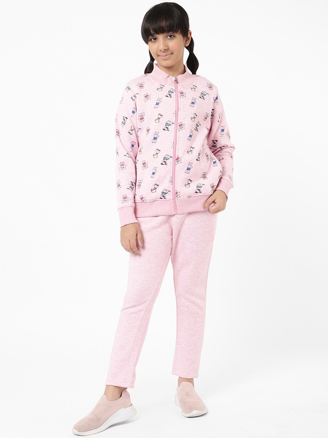 

Sweet Dreams Girls Pink Printed Tracksuit