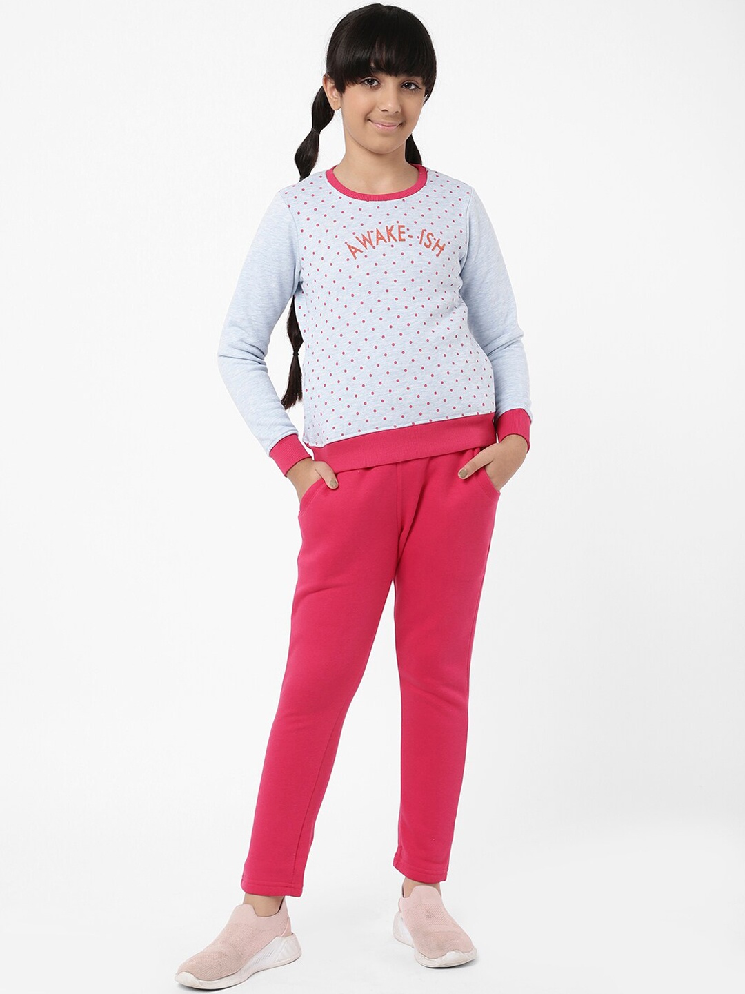 

Sweet Dreams Girls Blue & Pink Printed Tracksuits