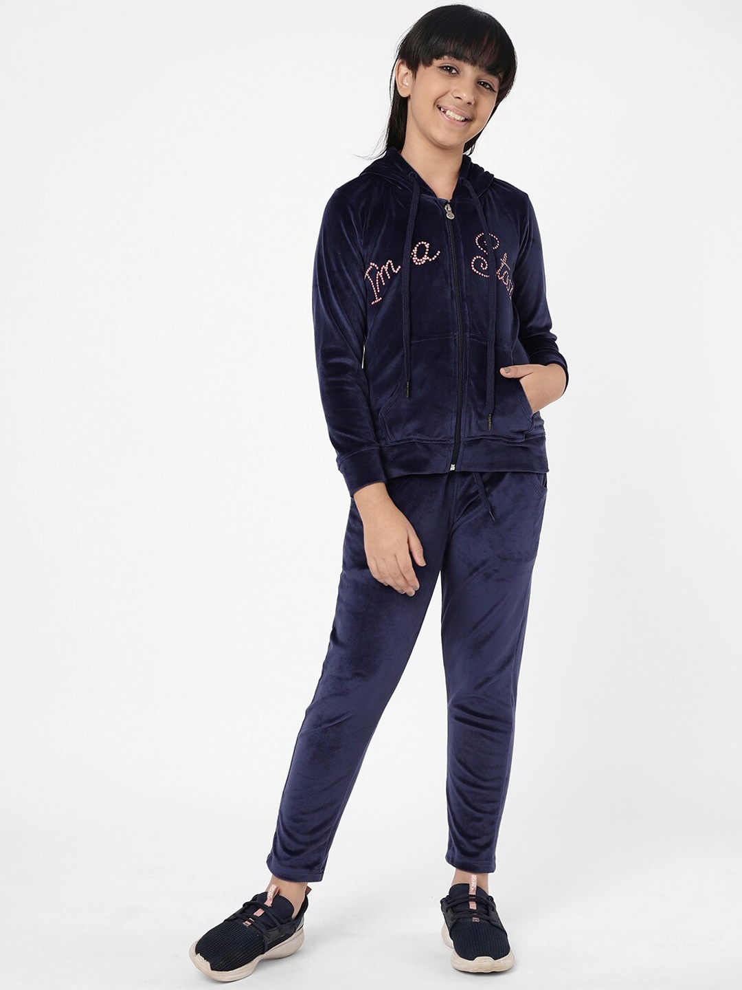 

Sweet Dreams Girls Navy Blue Solid Hooded Tracksuits