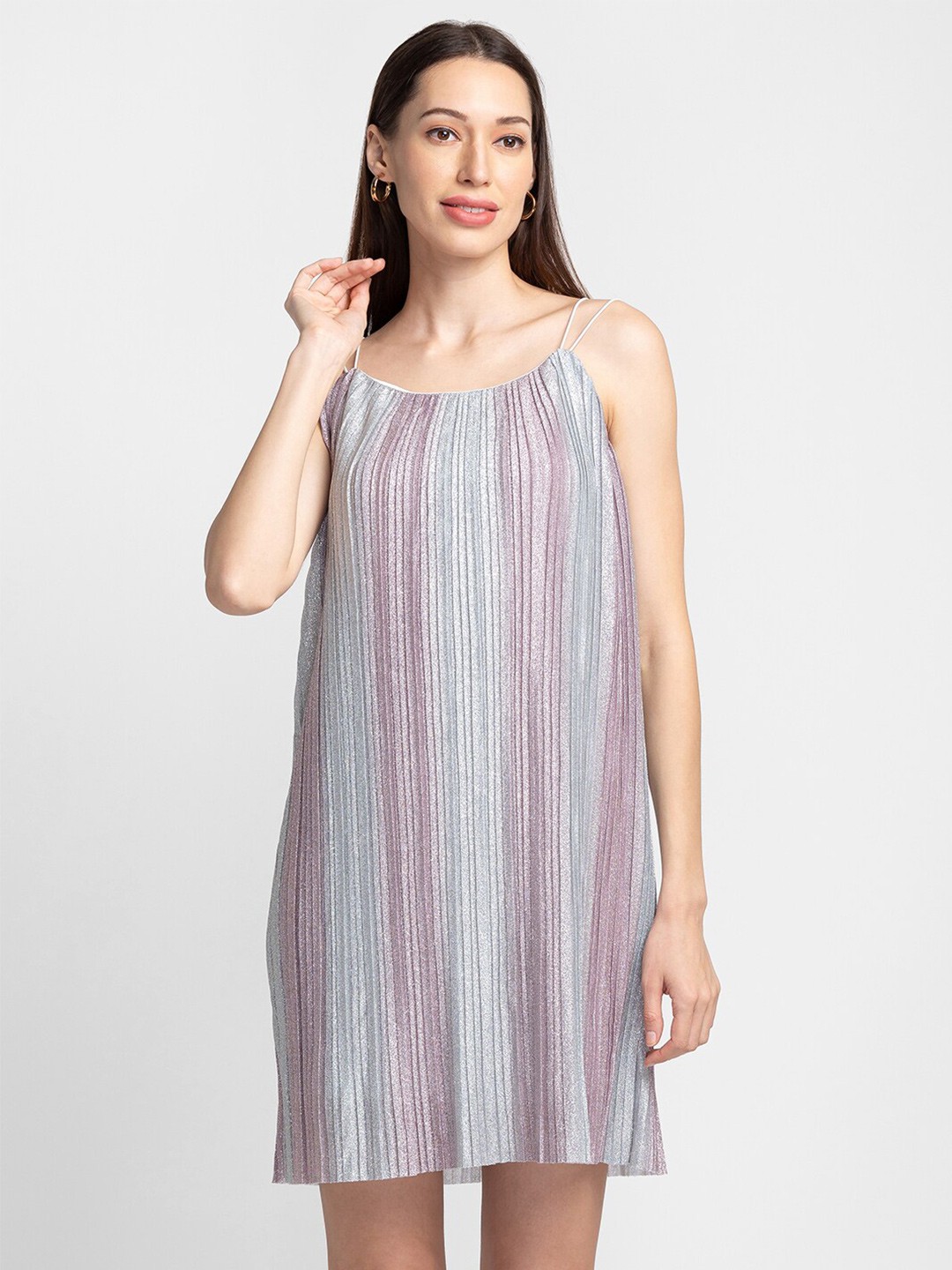 

Globus Women Silver Striped A-Line Dress