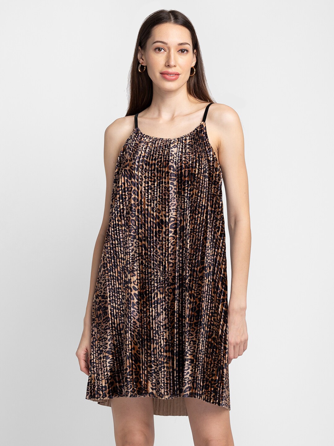

Globus Brown Animal Printed Fit and flare Dress