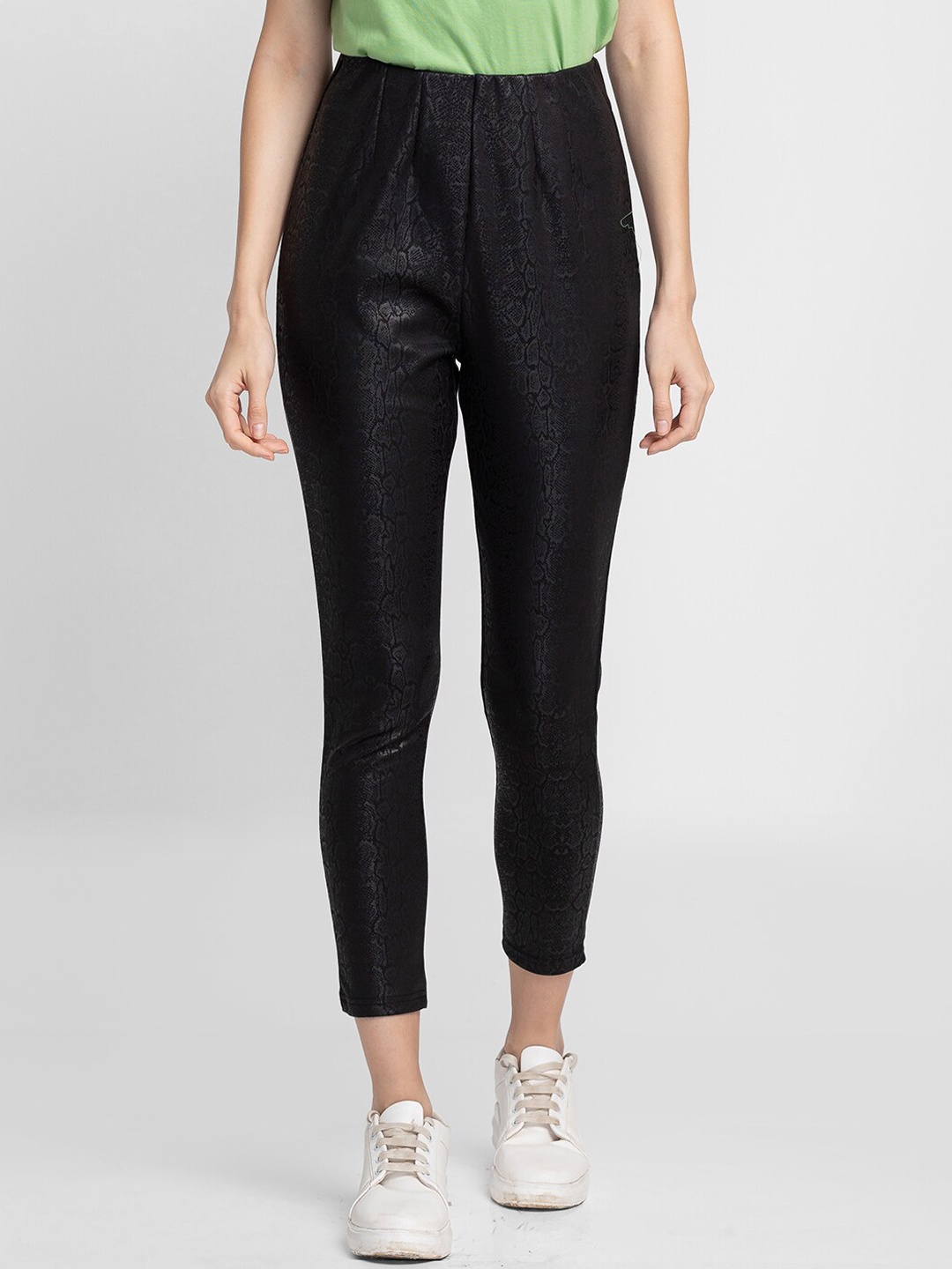 

Globus Women Black Animal Printed Smart Skinny Fit High-Rise Trouser