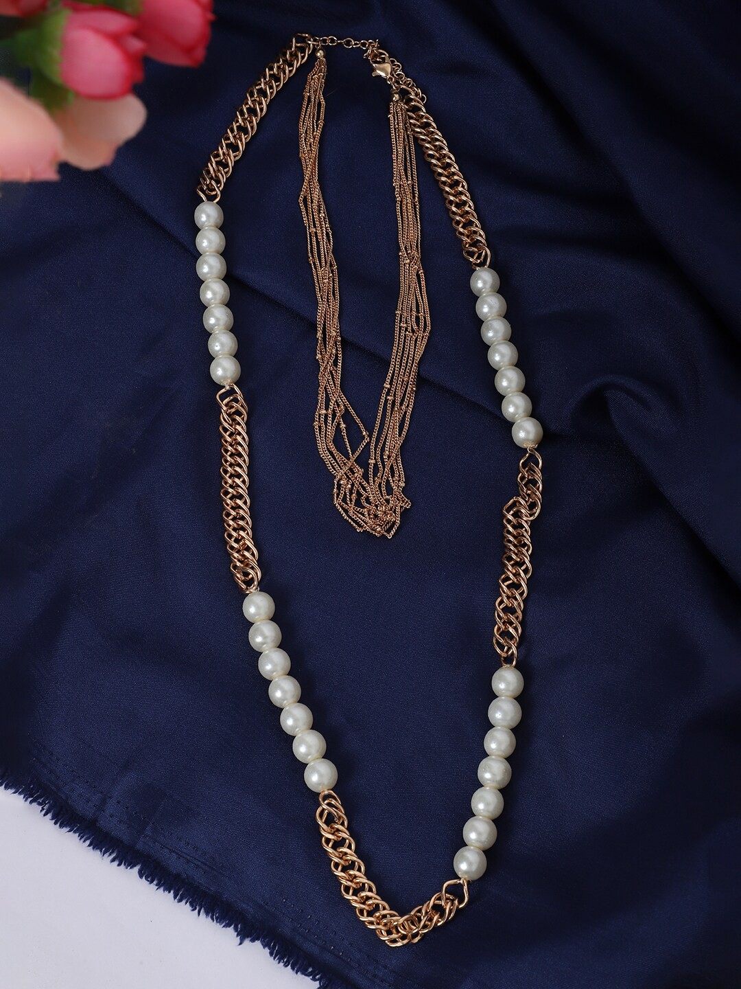 

Madame Rose Gold & White Rose Gold-Plated Necklace