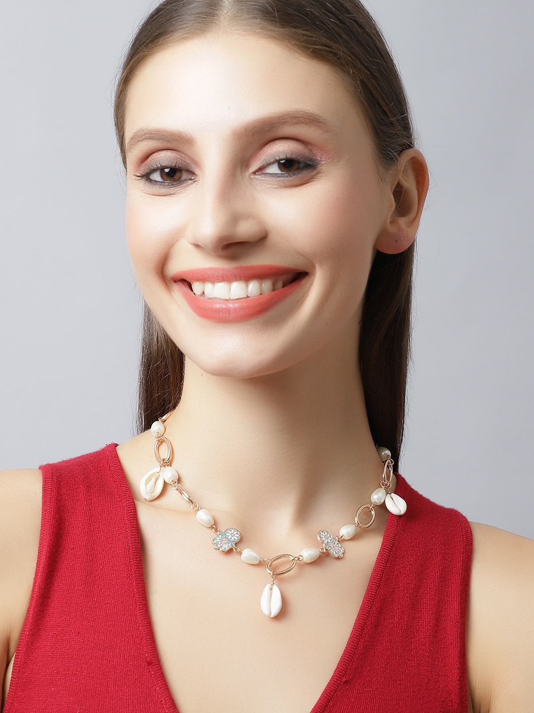

Madame Rose Gold & White Rose Gold-Plated Necklace