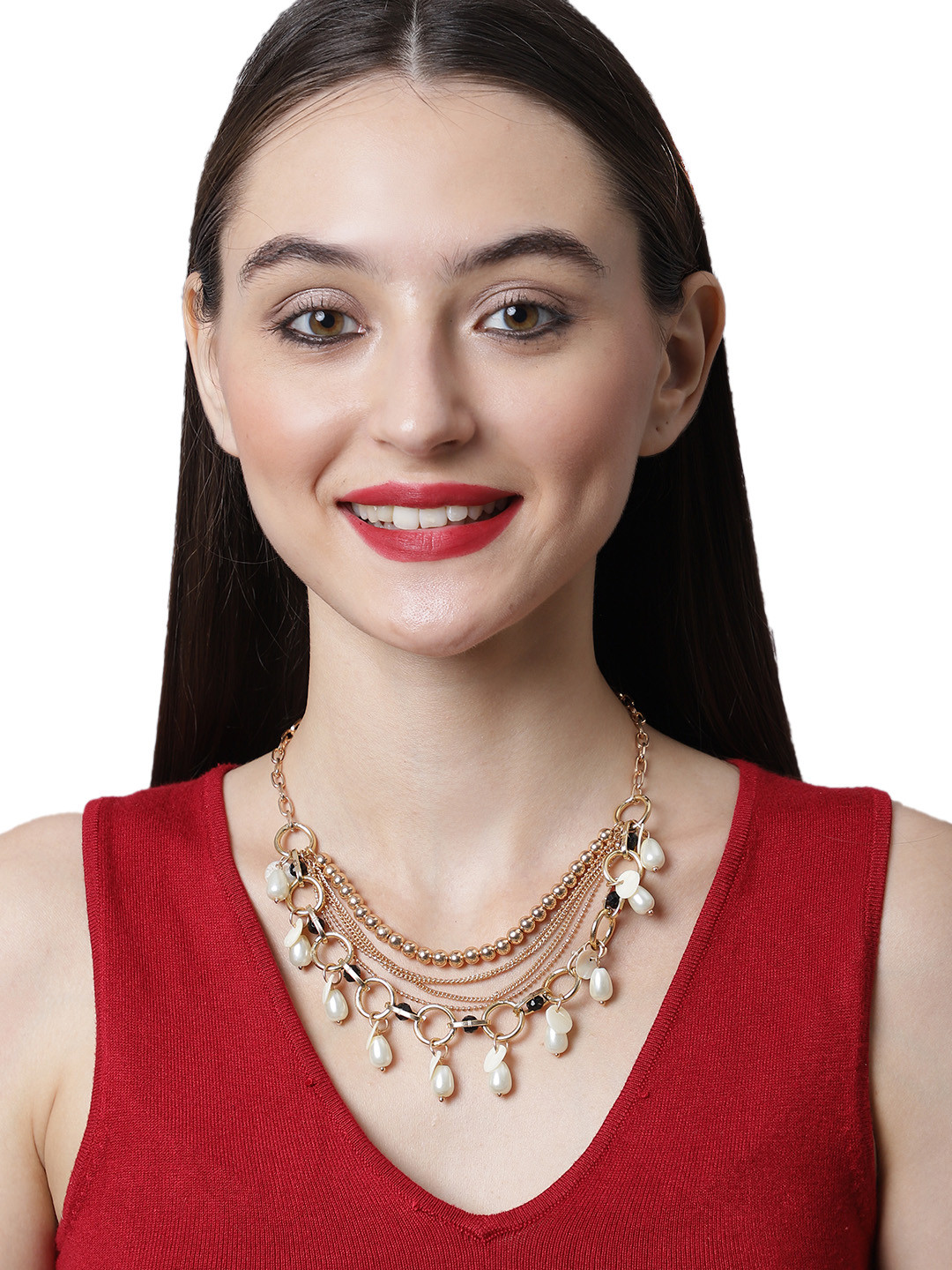 

Madame Rose Gold & Black Rose Gold-Plated Layered Necklace
