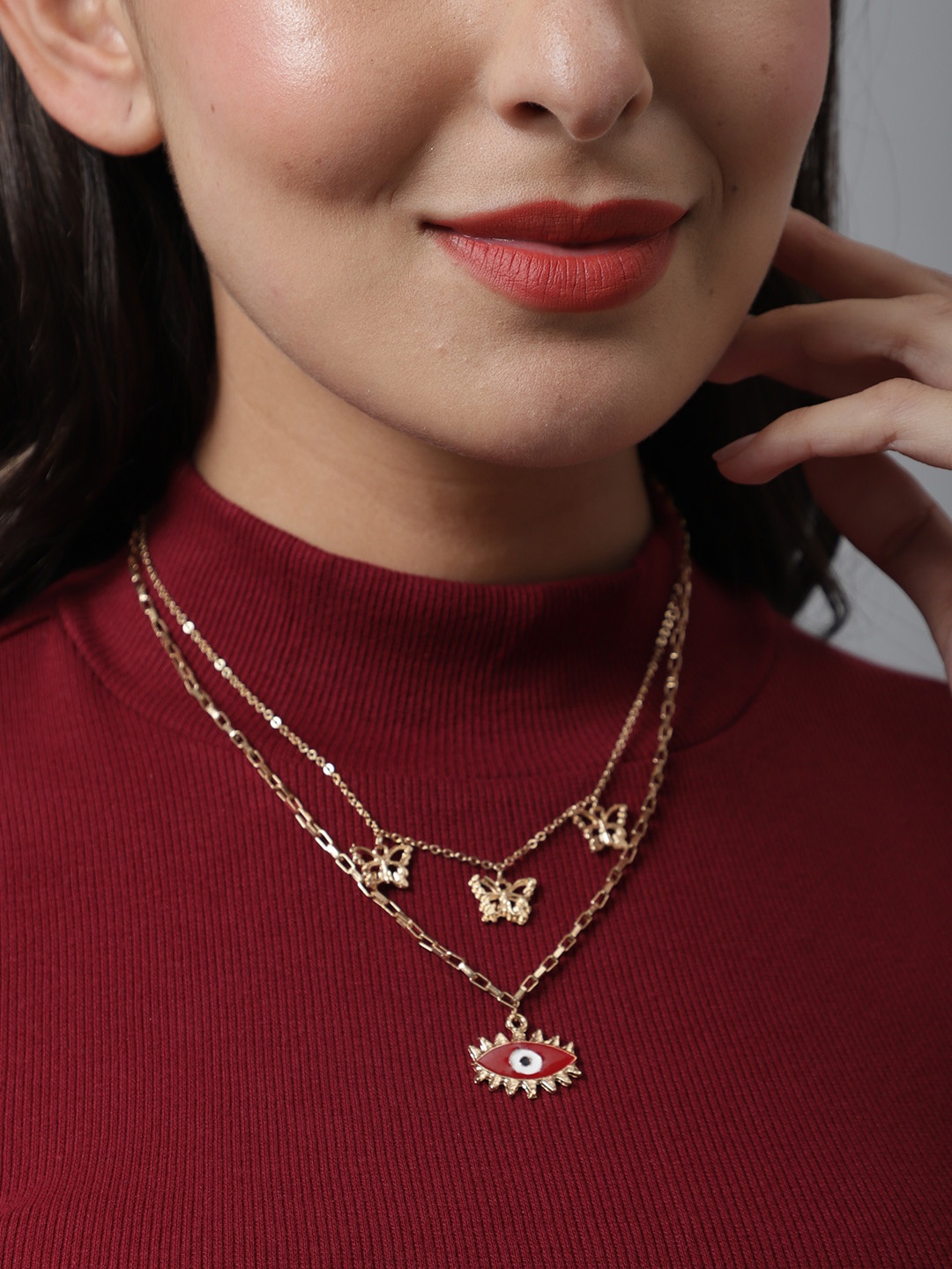 

Madame Rose Gold & White Rose Gold-Plated Layered Necklace