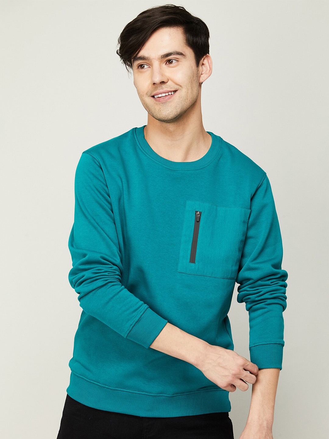 

Fame Forever by Lifestyle Men Sea Green Pullover Sweatshirt