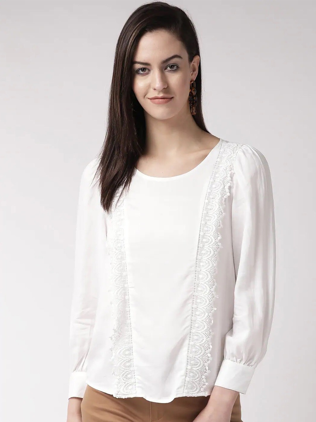 

SQew White Lace Inserted Top