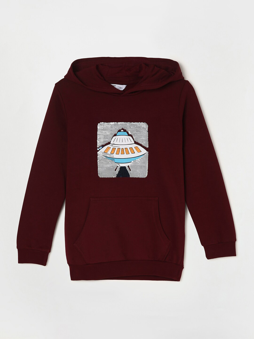 

Fame Forever by Lifestyle Boys Burgundy Printed Pure Cotton Hooded Sweatshirt