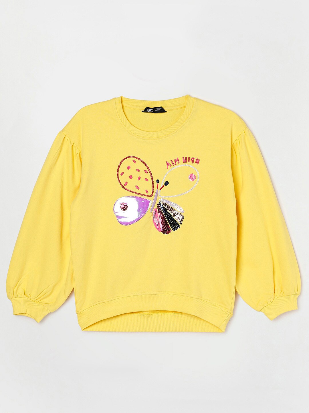 

Fame Forever by Lifestyle Girls Yellow Printed Pure Cotton Sweatshirt