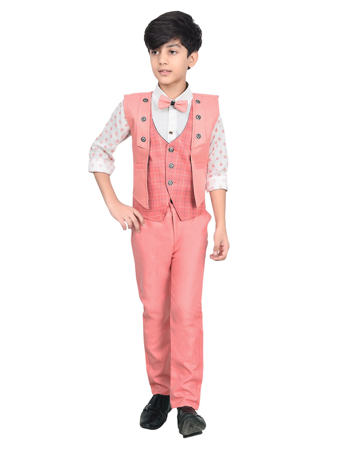 

ahhaaaa Boys Pink & White Shirt with Trouser and Waistcoat Suit Set