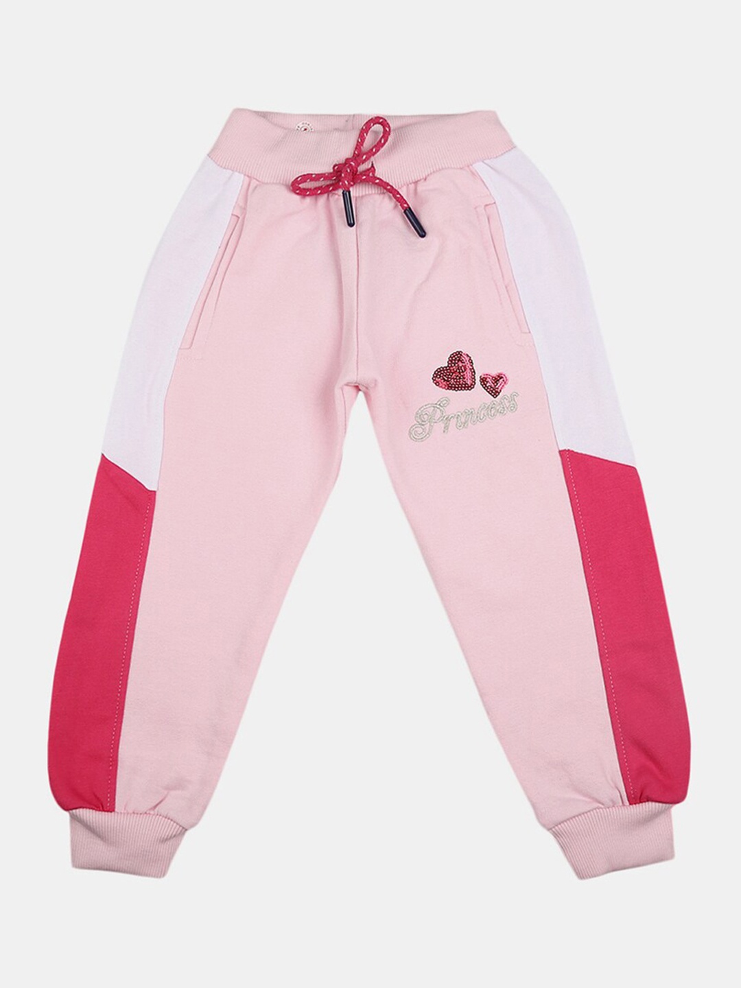 

V-Mart Girls Pink Colourblocked Fleece Joggers