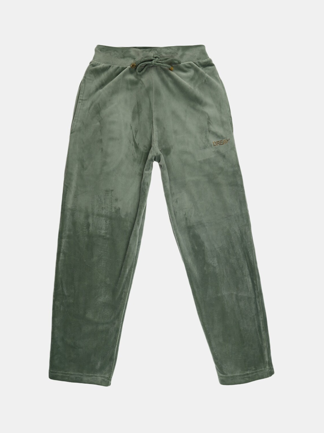

V-Mart Girls Solid Velvet Track Pants, Green